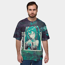 Футболка оверсайз мужская Мику Хацунэ в квадрате , вокалоид, цвет: 3D-принт — фото 2