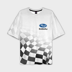 Мужская футболка оверсайз Subaru, Субару Спорт, Финишный флаг