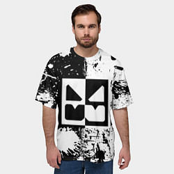 Футболка оверсайз мужская GEOMETRY DASH BLACK & WHITE SMILE, цвет: 3D-принт — фото 2