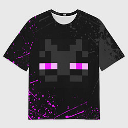 Футболка оверсайз мужская MINECRAFT ЭНДЕРМЕН ЛИЦО, БРЫЗГИ КРАСОК, цвет: 3D-принт