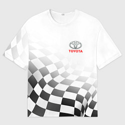 Футболка оверсайз мужская TOYOTA, ТОЙОТА СПОРТ, ФИНИШНЫЙ ФЛАГ, цвет: 3D-принт