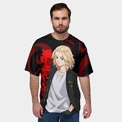 Футболка оверсайз мужская МАЙКИ МАНДЗИРО САНО КРАСНЫЙ ОРНАМЕНТ, цвет: 3D-принт — фото 2
