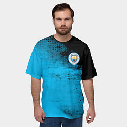 Футболка оверсайз мужская Manchester City голубая форма, цвет: 3D-принт — фото 2