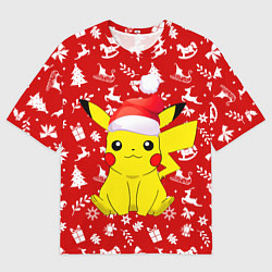 Футболка оверсайз мужская НОВОГОДНИЙ СВИТЕР С ПИКАЧУ, цвет: 3D-принт
