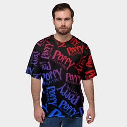 Футболка оверсайз мужская POPPY PLAYTIME LOGO NEON, ХАГИ ВАГИ, цвет: 3D-принт — фото 2
