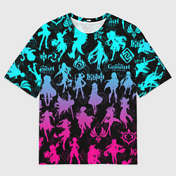 Футболка оверсайз мужская ГЕНШИН ИМПАКТ НЕОН ПЕРСОНАЖИ ИГРЫ GENSHIN IM ACT L, цвет: 3D-принт