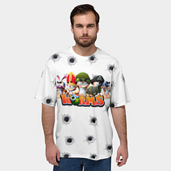 Футболка оверсайз мужская Wormsчервяки, цвет: 3D-принт — фото 2