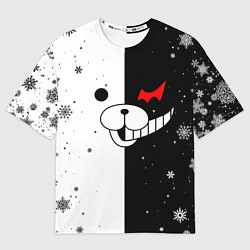 Футболка оверсайз мужская НОВОГОДНИЙ МОНОКУМА ЧЁРНО БЕЛЫЙ НОВЫЙ ГОД 2022, цвет: 3D-принт