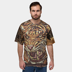 Футболка оверсайз мужская Хищный дикий тигр, цвет: 3D-принт — фото 2