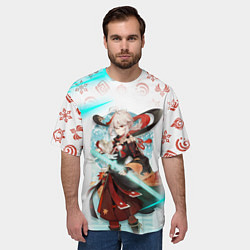 Футболка оверсайз мужская КАДЗУХА ГЕРОЙ ГЕНШИН ИМПАКТ GENSHIN IMPACT NEON, цвет: 3D-принт — фото 2