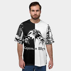 Футболка оверсайз мужская КОРОЛЬ И ШУТ ЧЁРНО БЕЛЫЙ КЛОУН, цвет: 3D-принт — фото 2