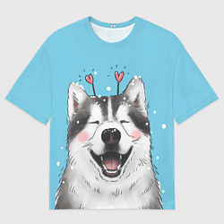 Футболка оверсайз мужская Веселая хаски, цвет: 3D-принт