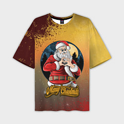 Футболка оверсайз мужская Santa love you, цвет: 3D-принт