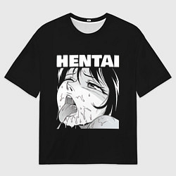 Футболка оверсайз мужская HENTAI девочка ahegao, цвет: 3D-принт