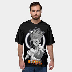 Футболка оверсайз мужская Сенку с колбой - Доктор Стоун, цвет: 3D-принт — фото 2