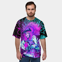 Футболка оверсайз мужская KDA NEON DRAGON LEAGUE OF LEGENDS, НЕОНОВЫЕ БРЫЗГИ, цвет: 3D-принт — фото 2