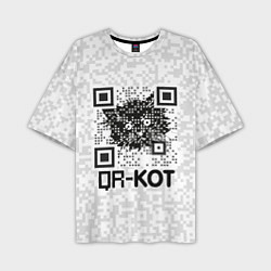 Футболка оверсайз мужская QR код котик, цвет: 3D-принт