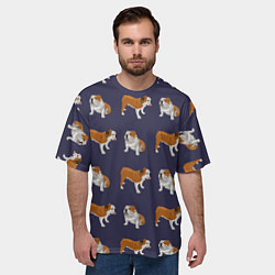 Футболка оверсайз мужская Английские бульдоги паттерн, цвет: 3D-принт — фото 2