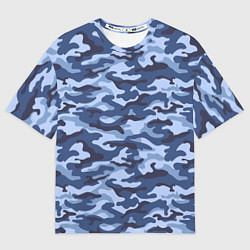 Футболка оверсайз мужская Синий Камуфляж Camouflage, цвет: 3D-принт