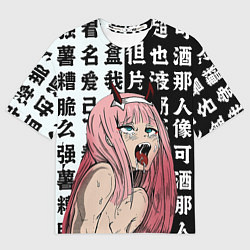 Футболка оверсайз мужская AHEGAO ZERO TWO Зеро ту ахегао, цвет: 3D-принт