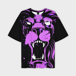 Футболка оверсайз мужская Neon pink lion, цвет: 3D-принт