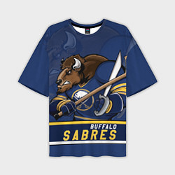 Футболка оверсайз мужская Баффало Сейберз, Buffalo Sabres, цвет: 3D-принт