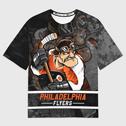 Футболка оверсайз мужская Филадельфия Флайерз, Philadelphia Flyers, цвет: 3D-принт