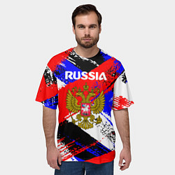 Футболка оверсайз мужская Russia Геометрия патриотизм, цвет: 3D-принт — фото 2