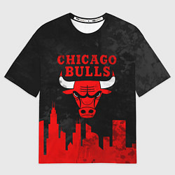 Футболка оверсайз мужская Chicago Bulls, Чикаго Буллз Город, цвет: 3D-принт