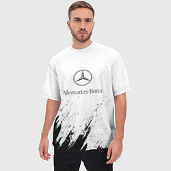 Футболка оверсайз мужская Mercedes-Benz - White texture, цвет: 3D-принт — фото 2