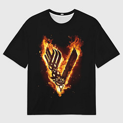 Футболка оверсайз мужская Викинги: Вальхалла, логотип, цвет: 3D-принт