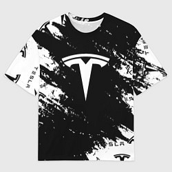 Мужская футболка оверсайз Tesla logo texture