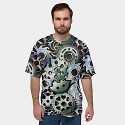 Футболка оверсайз мужская Стимпанк шестеренки Steampunk, цвет: 3D-принт — фото 2