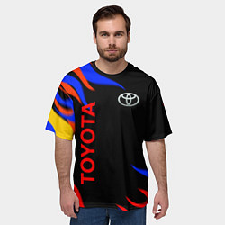 Футболка оверсайз мужская Toyota Разноцветный огонь, цвет: 3D-принт — фото 2