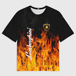 Футболка оверсайз мужская Lamborghini пламя огня, цвет: 3D-принт