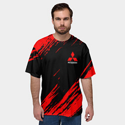 Футболка оверсайз мужская Mitsubishi Texture Red, цвет: 3D-принт — фото 2