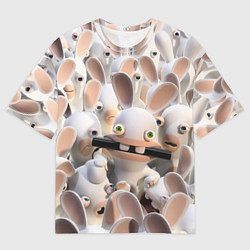 Футболка оверсайз мужская Куча бешеных кроликов, цвет: 3D-принт