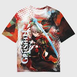 Футболка оверсайз мужская Каэдэхара Кадзуха-странствующий самурай, цвет: 3D-принт