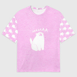 Футболка оверсайз мужская Кот орет ааааа, цвет: 3D-принт