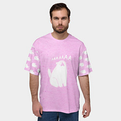 Футболка оверсайз мужская Кот орет ааааа, цвет: 3D-принт — фото 2