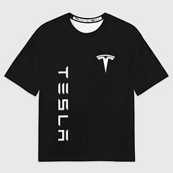 Футболка оверсайз мужская Tesla Тесла логотип и надпись, цвет: 3D-принт