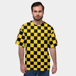 Футболка оверсайз мужская Такси Шахматные Клетки, цвет: 3D-принт — фото 2