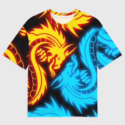 Футболка оверсайз мужская НЕОНОВЫЕ ДРАКОНЫ NEON DRAGONS, цвет: 3D-принт