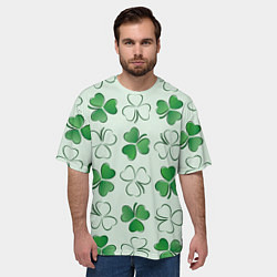 Футболка оверсайз мужская Трехлистный клевер День Св Патрика, цвет: 3D-принт — фото 2