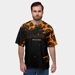 Футболка оверсайз мужская KARASUNO HIGH SCHOOL ОРАНЖЕВАЯ, цвет: 3D-принт — фото 2