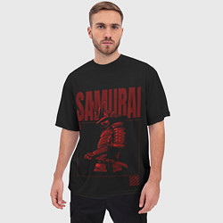 Футболка оверсайз мужская Темный самурай с надписью, цвет: 3D-принт — фото 2