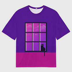 Футболка оверсайз мужская Кот сидит у окна, цвет: 3D-принт