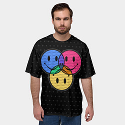 Футболка оверсайз мужская Three emoticons три смайлика, цвет: 3D-принт — фото 2