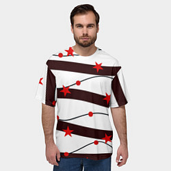 Футболка оверсайз мужская Красные Звезды На Волнах, цвет: 3D-принт — фото 2
