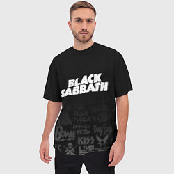 Футболка оверсайз мужская Black Sabbath логотипы рок групп, цвет: 3D-принт — фото 2